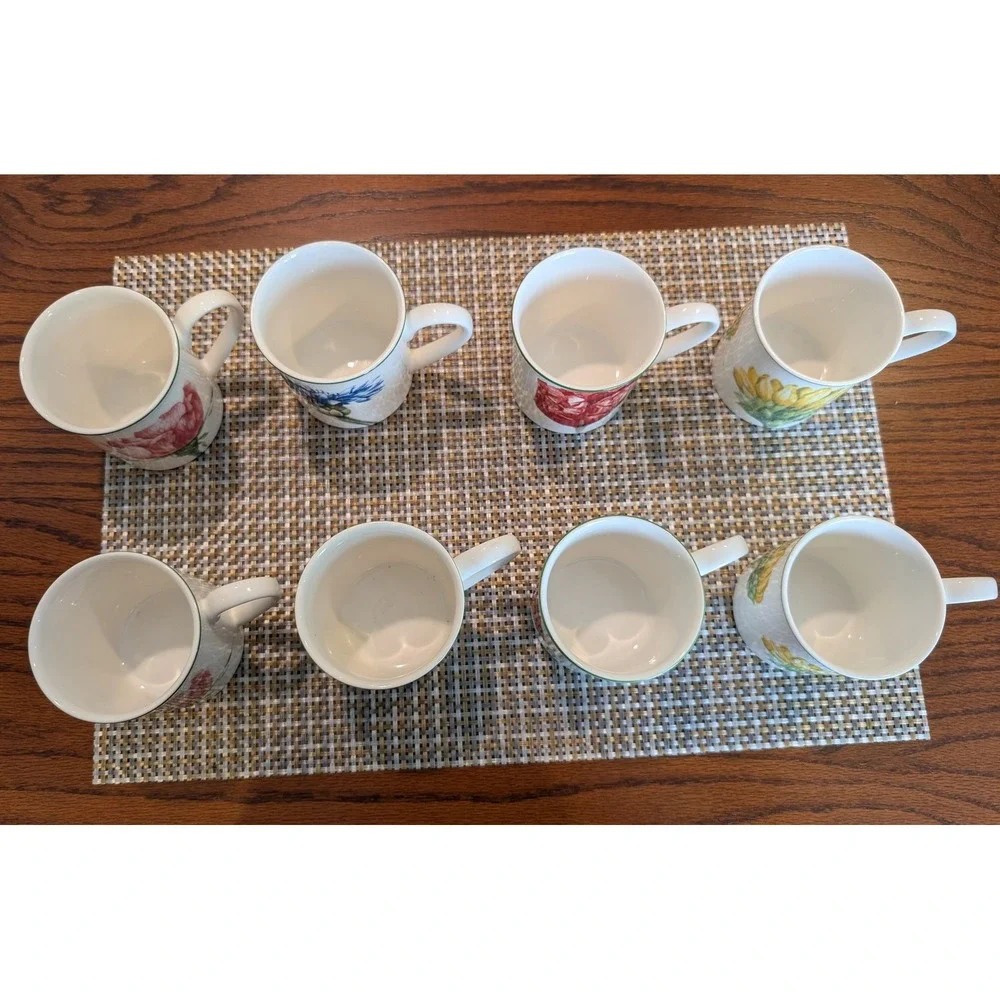 Villeroy & Boch Flora Botanical Coffee Mugs Set of 8 Porcelain Floral 3.5" - Picture 13 of 13